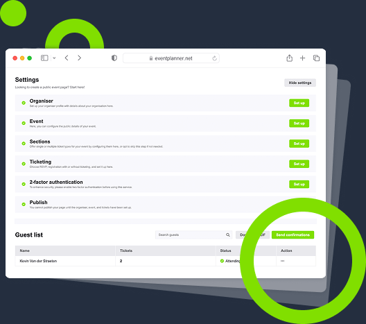 Screenshot of event ticketing interface